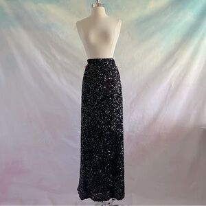 NWT Rebdolls Black Sequin High Slit Maxi Bodycon Skirt